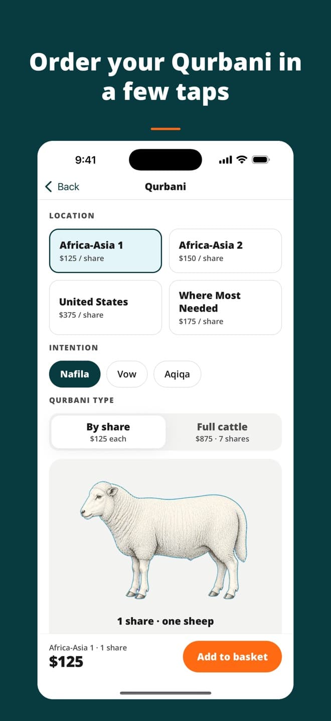 Qurbani screen: order your Qurbani in a few taps