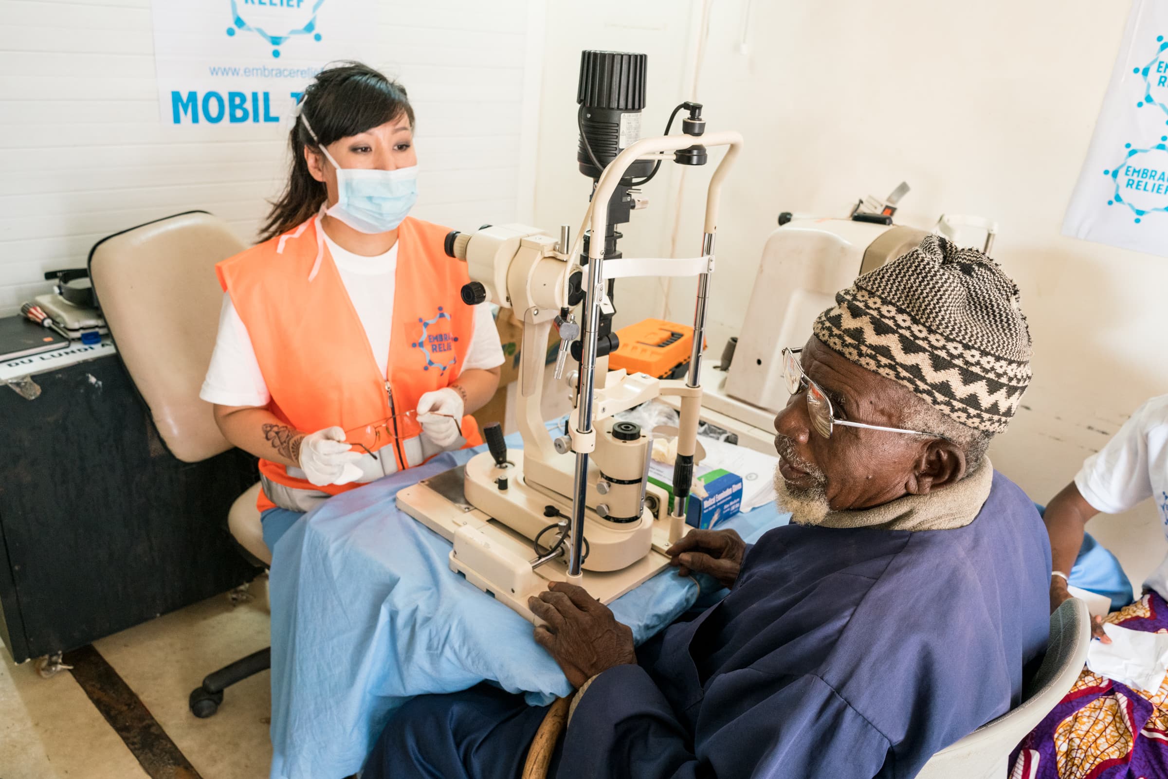 Mobile eye clinic providing cataract care in rural Mali