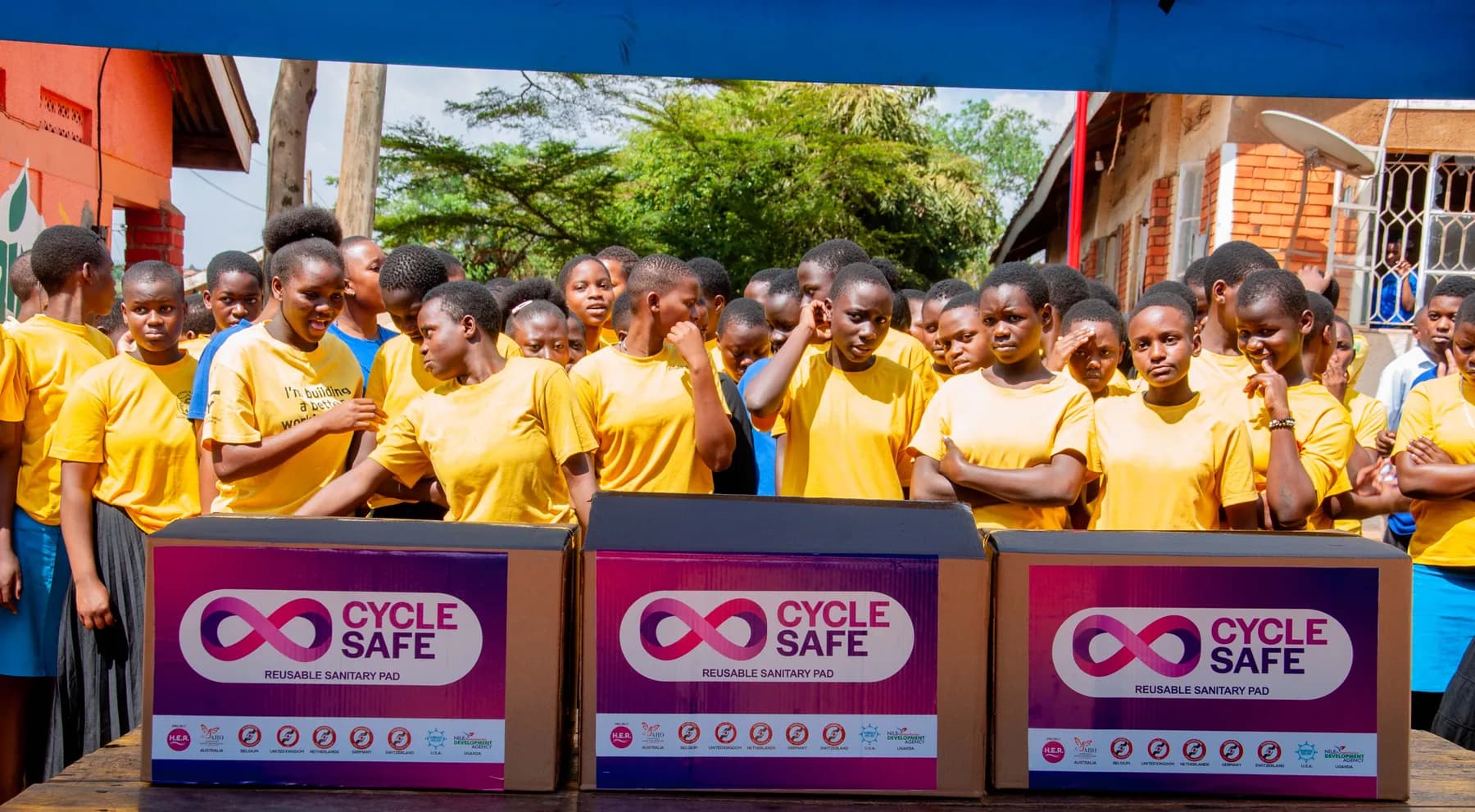 Students gathered for an Embrace Relief empowerment program