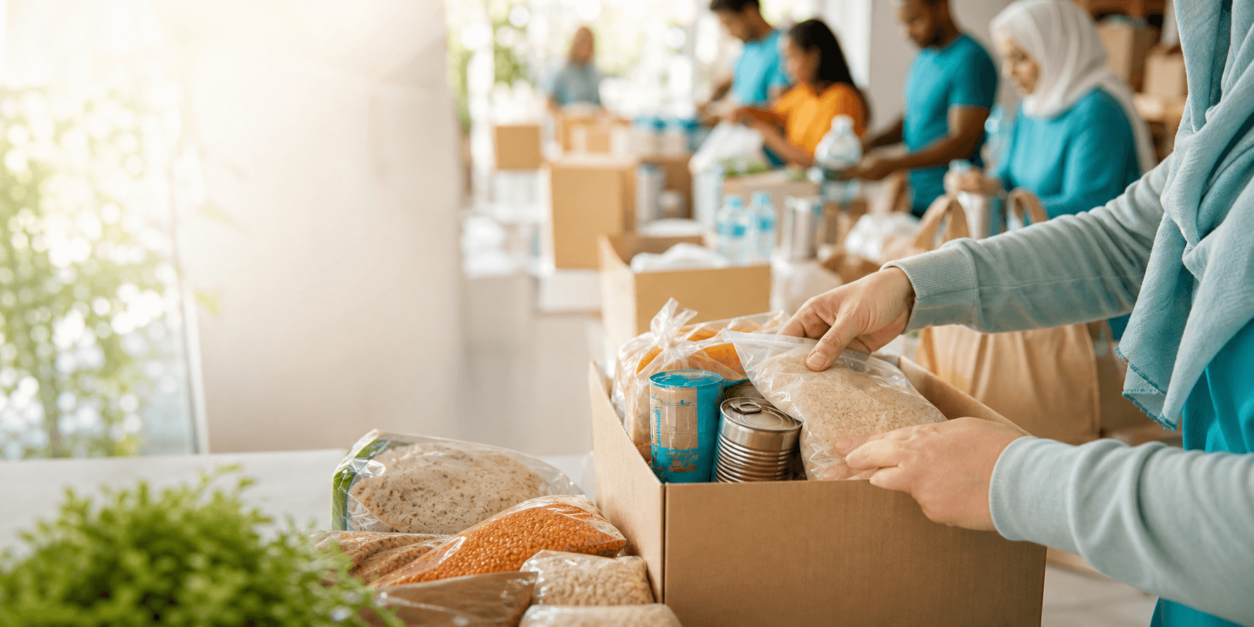 Food packages prepared for hunger relief