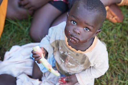 Young child eating a meal