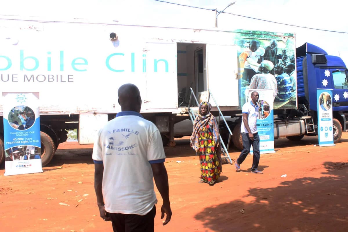 A mobile eye clinic serving a community