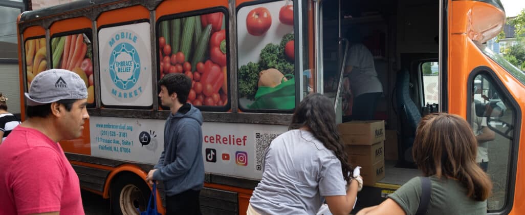 Fresh produce distributed from the Embrace Relief mobile market