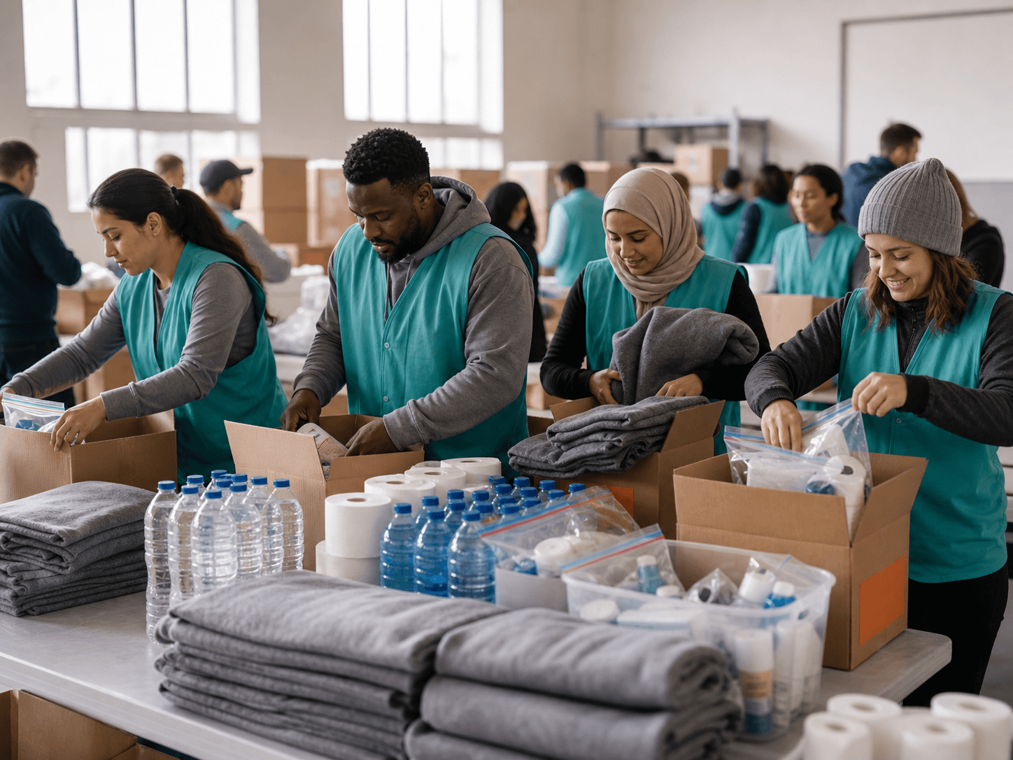 Embrace Relief team members preparing supplies
