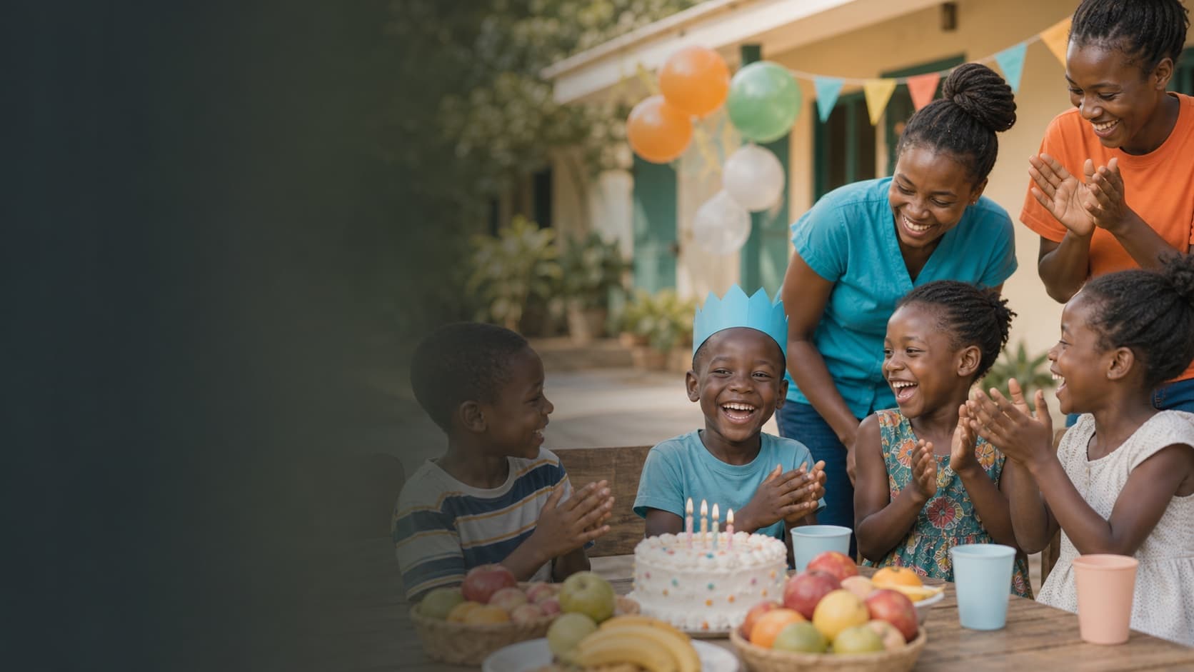 Children celebrating together through an orphan care program