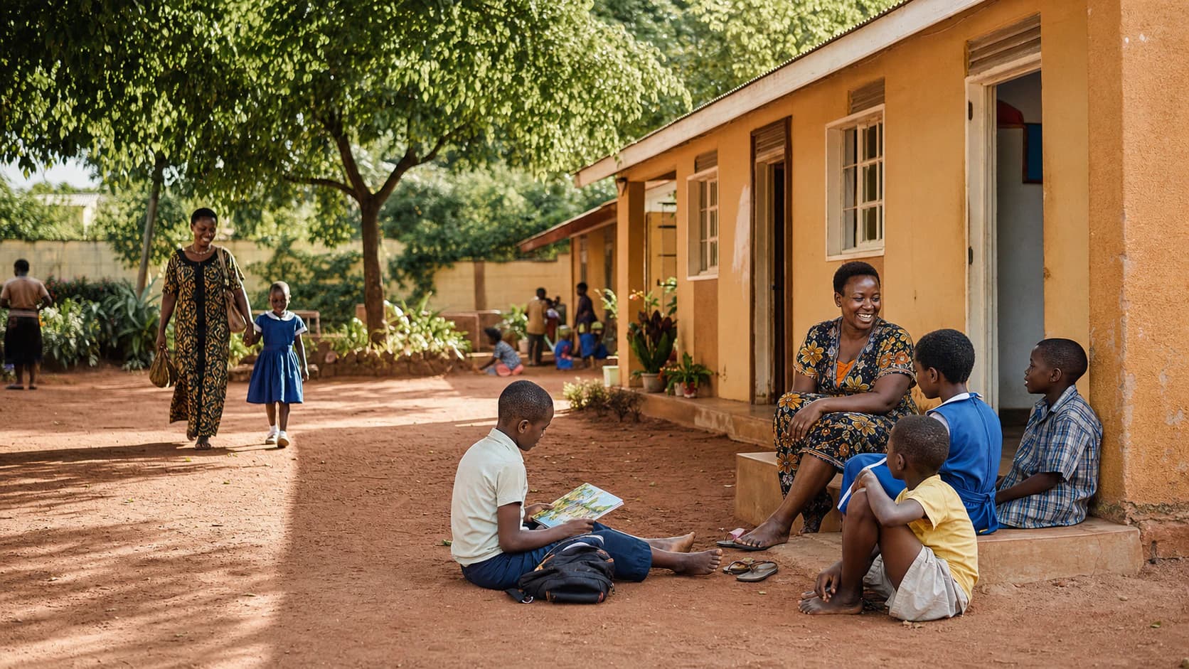 Children and caregivers at Aisha Memorial Centre