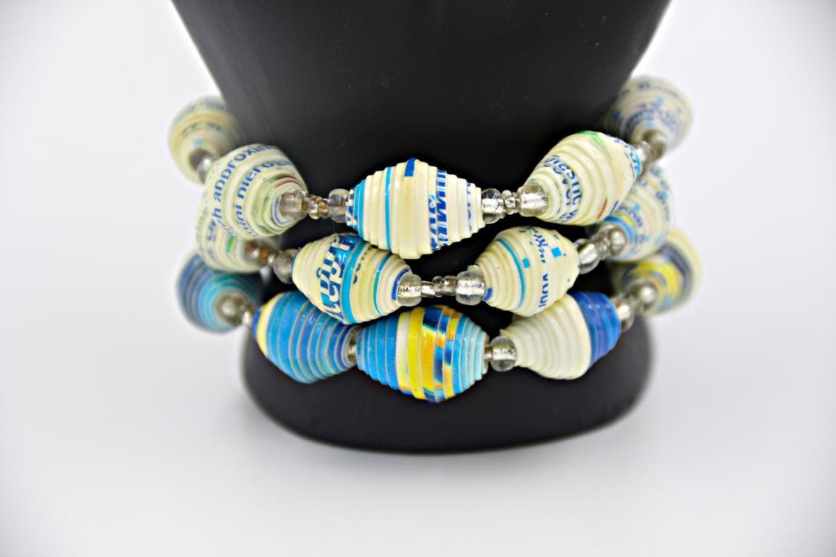 Blue and cream handmade bracelet