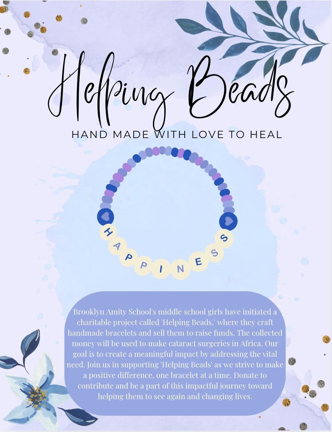BAS Middle School Helping Beads Club Group Fundraising