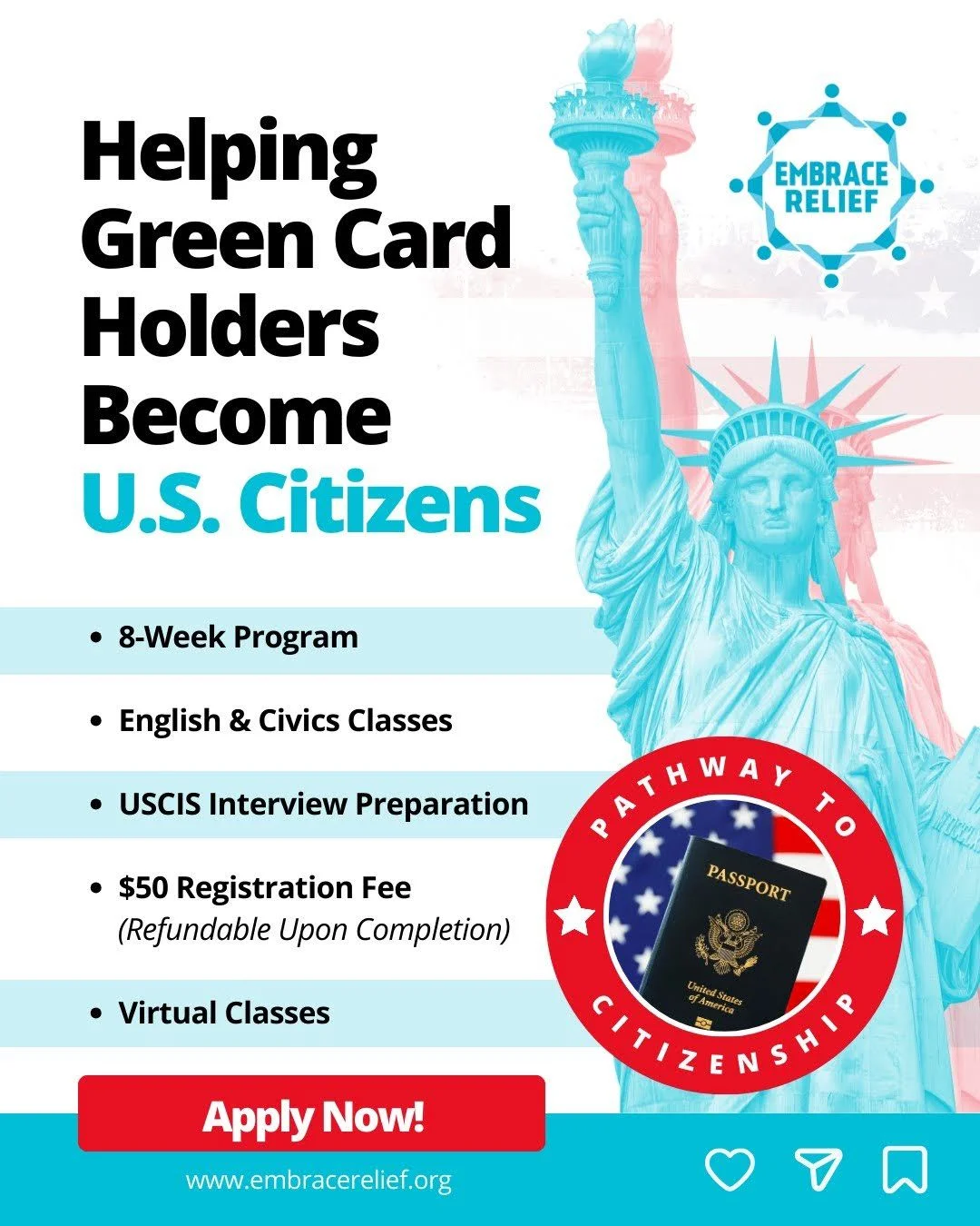 Students participating in Embrace Relief’s virtual Pathway to Citizenship course