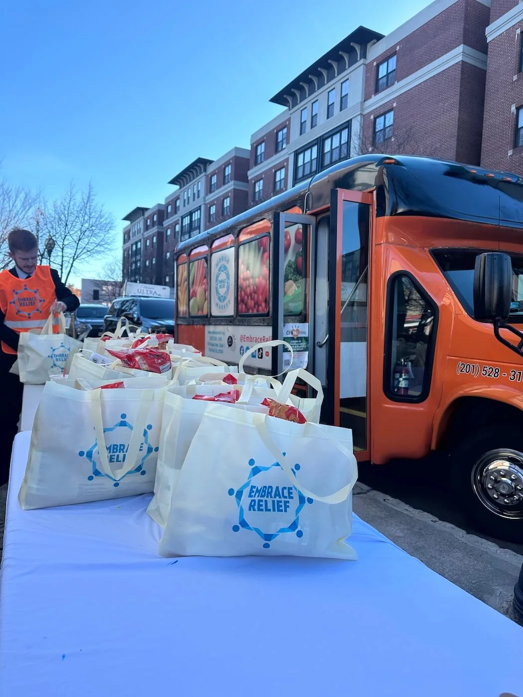 Community members receiving holiday food packages in New Jersey
