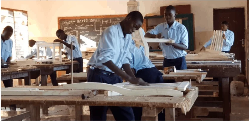 Boys at the Dogodogo Center in Tanzania participating in vocational training