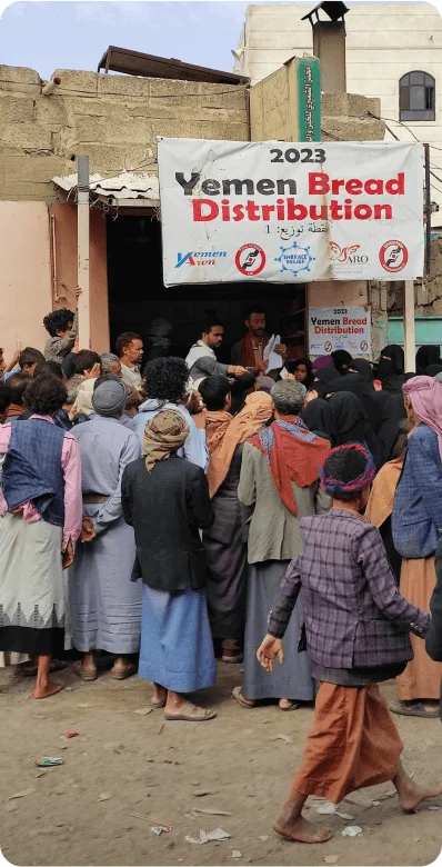 Food aid distribution supporting hunger relief efforts