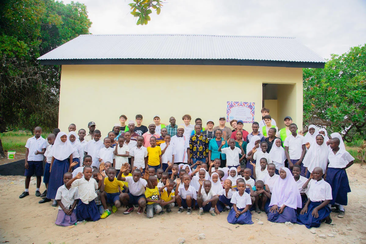 Students participating in a community fundraising event